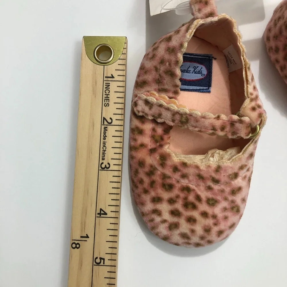 Koala Kids Shoes Girls 12-24 Months Pink Leopard Mary Jane Hook Loop Infant Baby